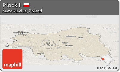 Shaded Relief Panoramic Map of Plock I, lighten