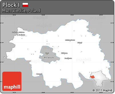 Gray Simple Map of Plock I, single color outside