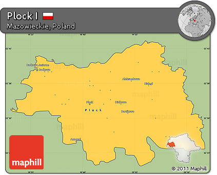 Savanna Style Simple Map of Plock I, cropped outside
