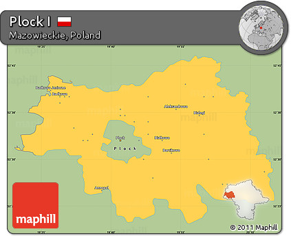 Savanna Style Simple Map of Plock I, single color outside