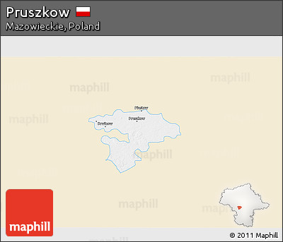Classic Style 3D Map of Pruszkow, single color outside