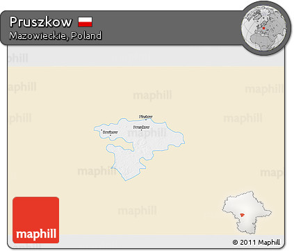 Classic Style 3D Map of Pruszkow, single color outside