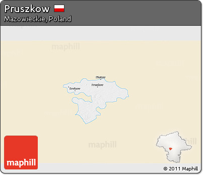 Classic Style 3D Map of Pruszkow, single color outside