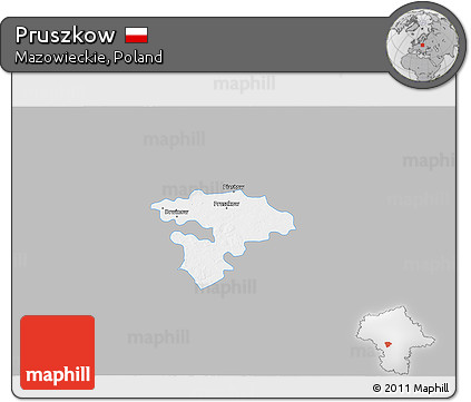 Gray 3D Map of Pruszkow, single color outside