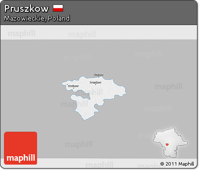 Gray 3D Map of Pruszkow, single color outside