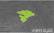 Physical 3D Map of Pruszkow, darken, desaturated