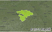 Physical 3D Map of Pruszkow, darken, semi-desaturated