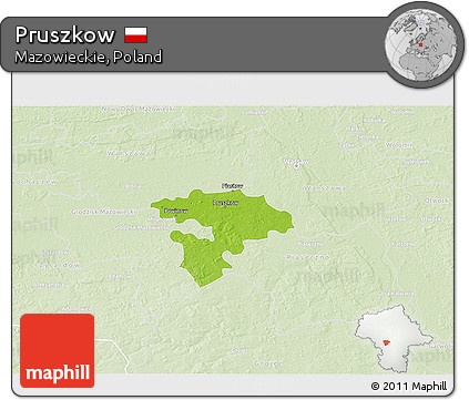 Physical 3D Map of Pruszkow, lighten