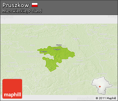 Physical 3D Map of Pruszkow, lighten