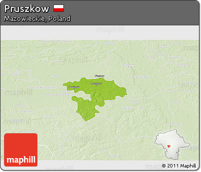 Physical 3D Map of Pruszkow, lighten