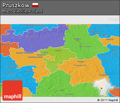 Physical 3D Map of Pruszkow, political outside