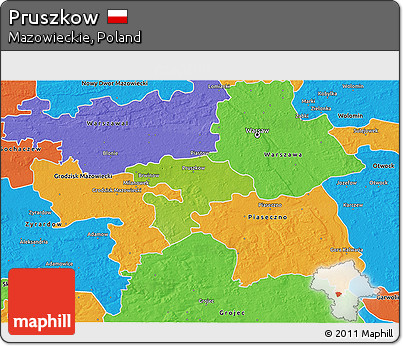 Physical 3D Map of Pruszkow, political outside