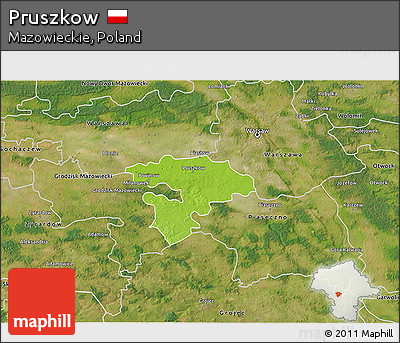 Physical 3D Map of Pruszkow, satellite outside