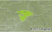 Physical 3D Map of Pruszkow, semi-desaturated