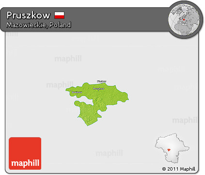 Physical 3D Map of Pruszkow, single color outside