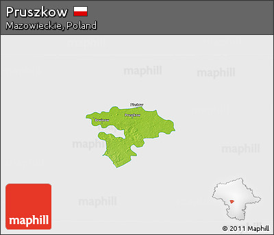 Physical 3D Map of Pruszkow, single color outside