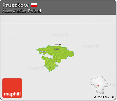 Physical 3D Map of Pruszkow, single color outside
