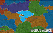 Political 3D Map of Pruszkow, darken