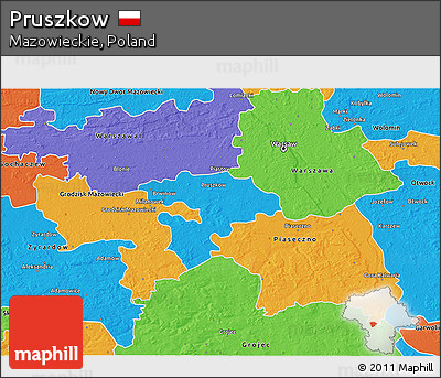 Political 3D Map of Pruszkow