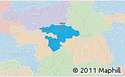 Political 3D Map of Pruszkow, lighten