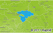 Political 3D Map of Pruszkow, physical outside