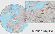 Gray Location Map of Pruszkow, within the entire country