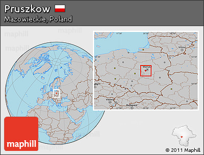 Gray Location Map of Pruszkow