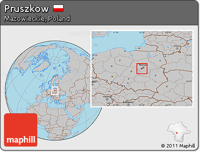 Gray Location Map of Pruszkow