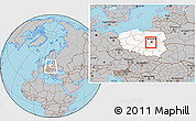 Gray Location Map of Pruszkow, highlighted country, within the entire country