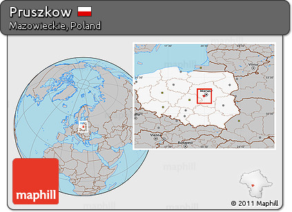 Gray Location Map of Pruszkow, highlighted country