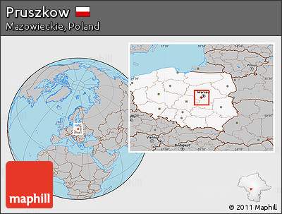 Gray Location Map of Pruszkow, highlighted country