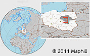 Gray Location Map of Pruszkow, highlighted country, highlighted parent region
