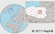 Gray Location Map of Pruszkow, highlighted country