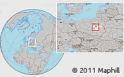 Gray Location Map of Pruszkow, highlighted parent region, within the entire country