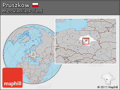 Gray Location Map of Pruszkow, highlighted parent region