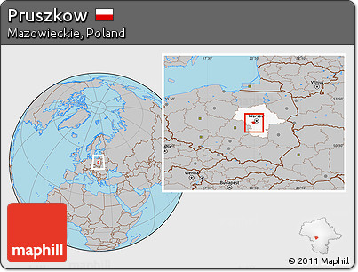 Gray Location Map of Pruszkow, highlighted parent region