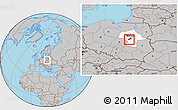 Gray Location Map of Pruszkow, highlighted parent region