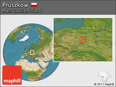 Satellite Location Map of Pruszkow
