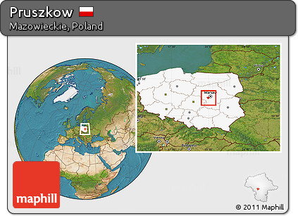 Satellite Location Map of Pruszkow, highlighted country