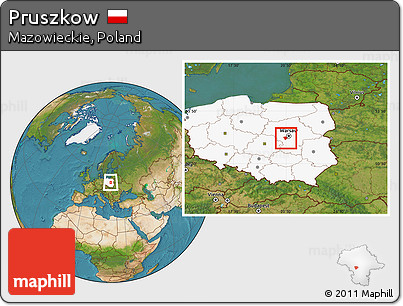 Satellite Location Map of Pruszkow, highlighted country