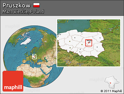 Satellite Location Map of Pruszkow, highlighted country