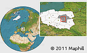 Satellite Location Map of Pruszkow, highlighted country, highlighted parent region