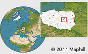 Satellite Location Map of Pruszkow, highlighted country