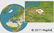 Satellite Location Map of Pruszkow, highlighted parent region