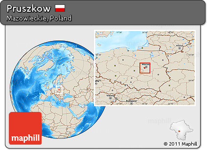 Shaded Relief Location Map of Pruszkow