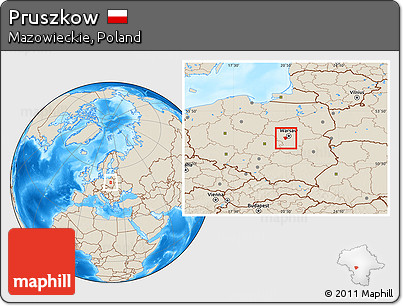 Shaded Relief Location Map of Pruszkow