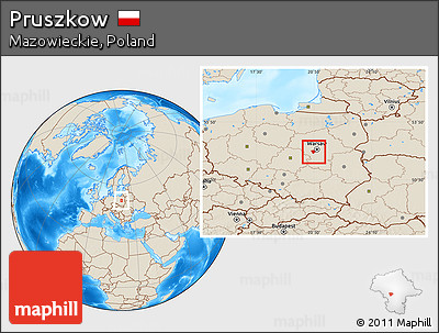 Shaded Relief Location Map of Pruszkow