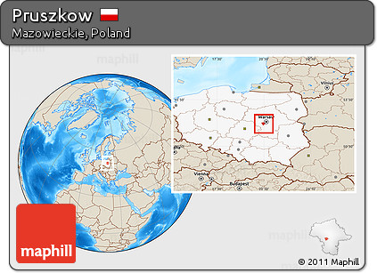 Shaded Relief Location Map of Pruszkow, highlighted country