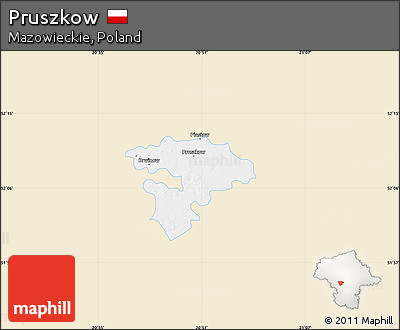 Classic Style Map of Pruszkow, single color outside