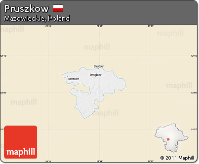 Classic Style Map of Pruszkow, single color outside